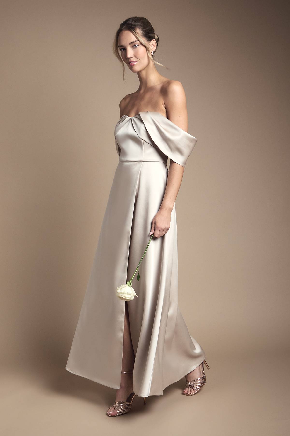 Coast Robe Longue de Demoiselle d'Honneur Bustier à Jupe Portefeuille