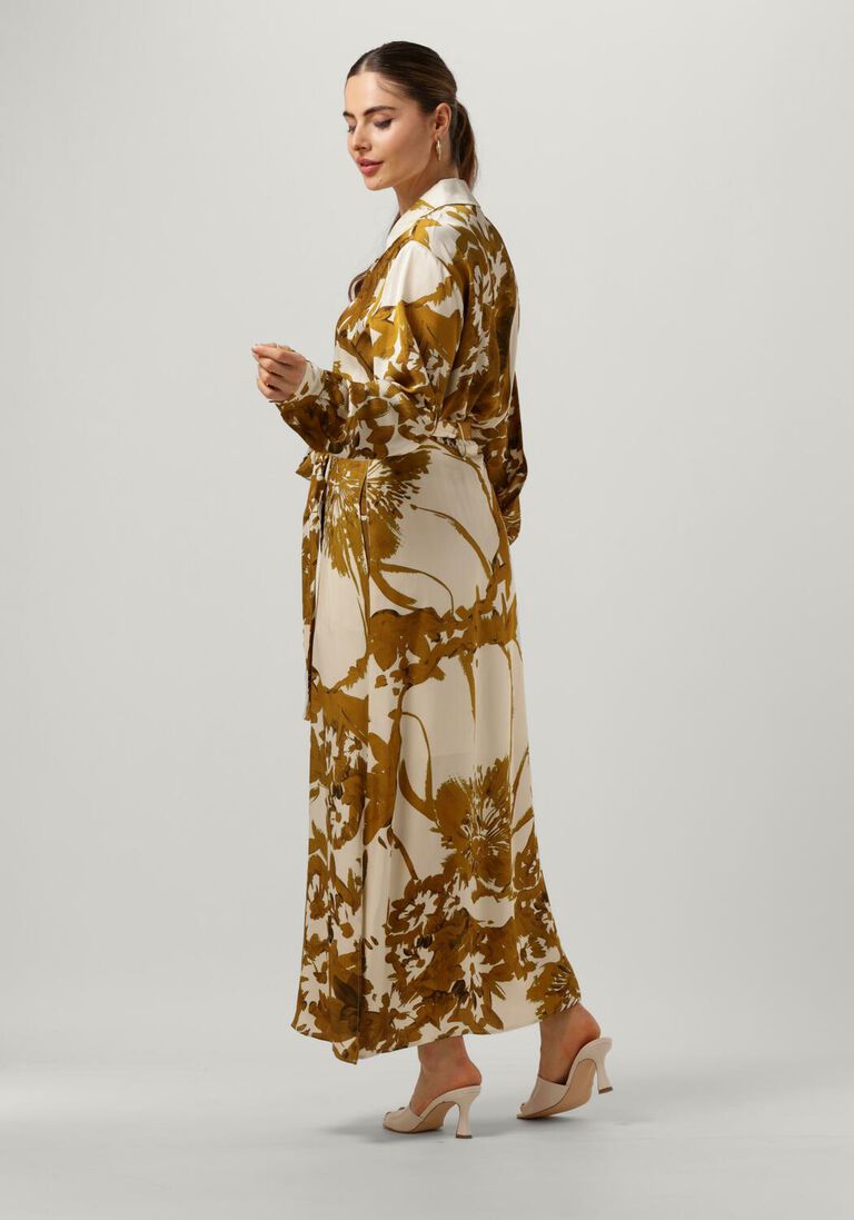 VANILIA gouden vanilia maxi jurk printed dress