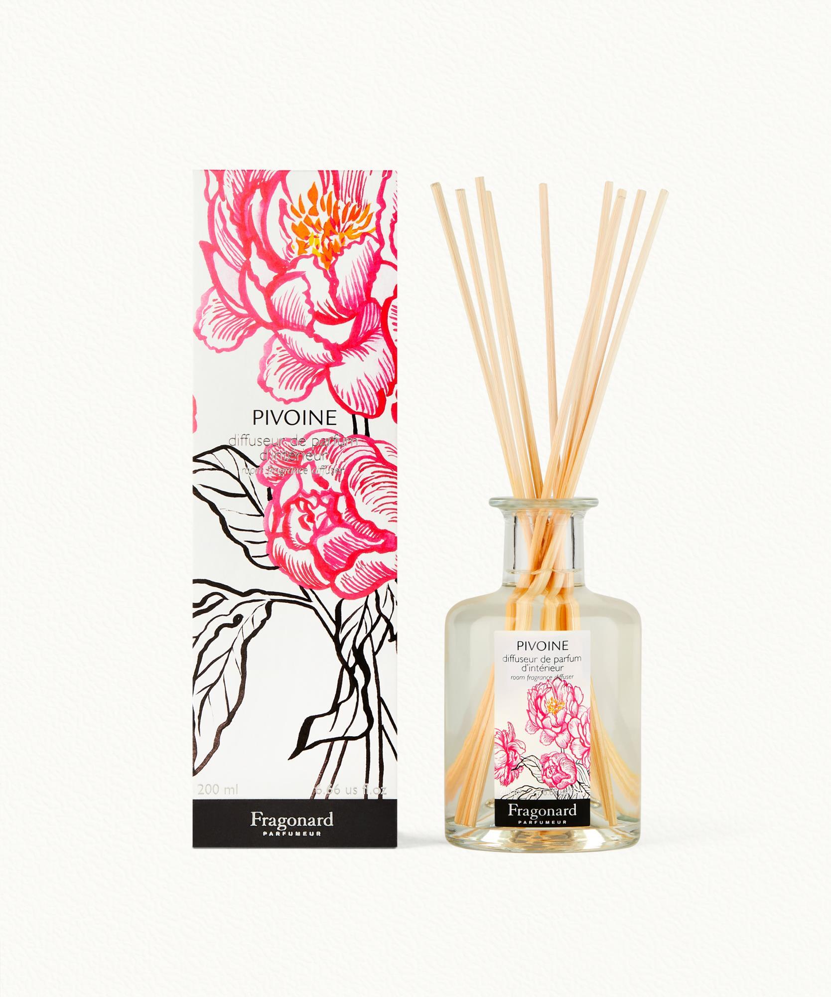 Pivoine  Diffuseur + 10 bâtonnets - flacon 200 ml