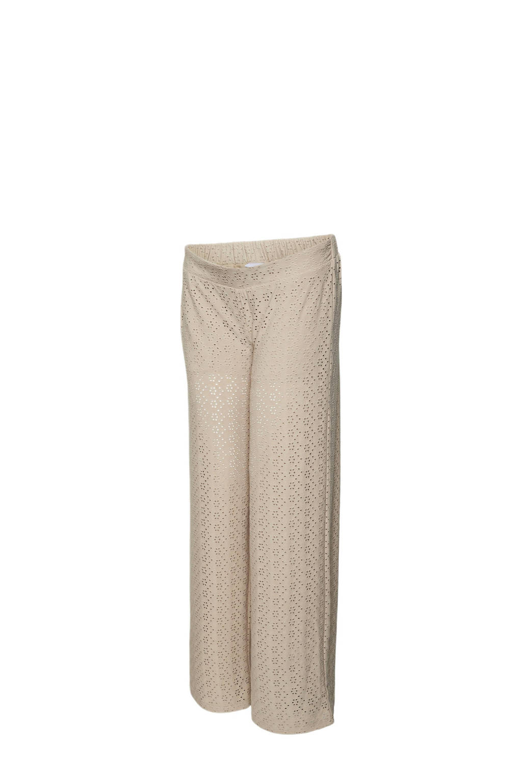 MAMALICIOUS loose fit broek met ingebreid patroon beige