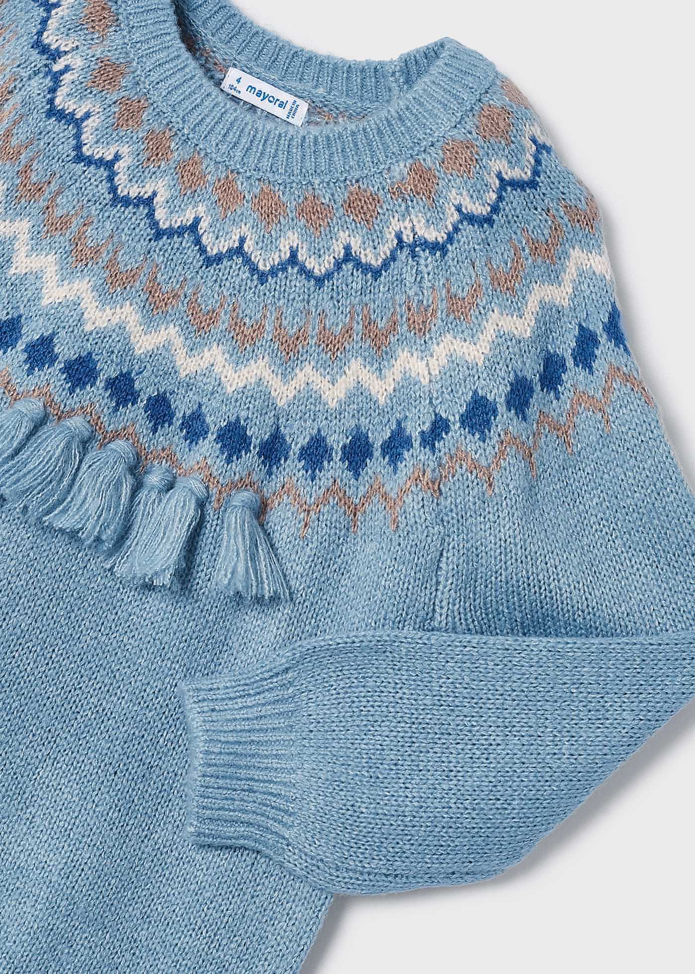 Suéter infantil de jacquard com franjas