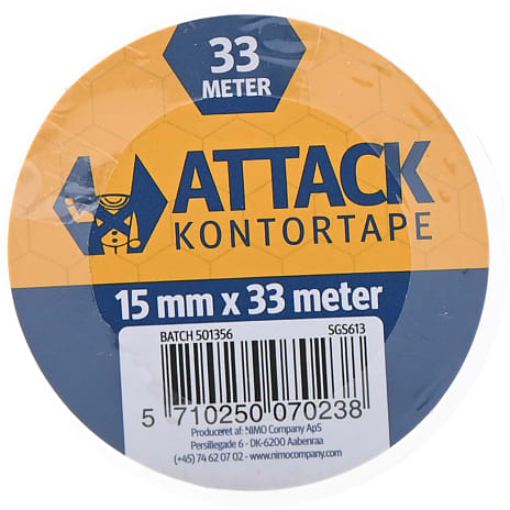 Danpen attack kontortape 15 mm x 33 meter