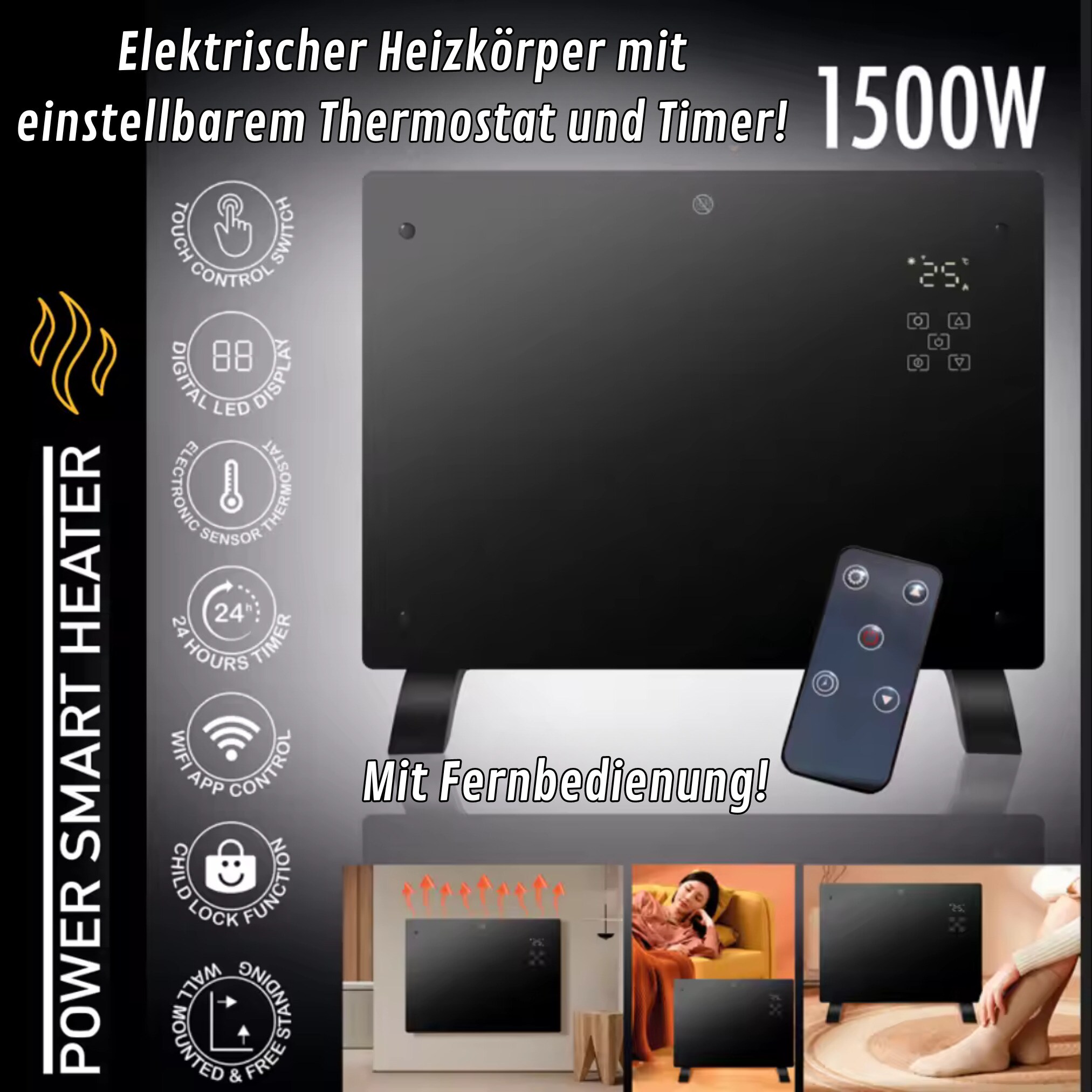 Best Direct® Elektroheizungmit App Steuerung, WiFi - Smart Heizkörper Power Smart Heater