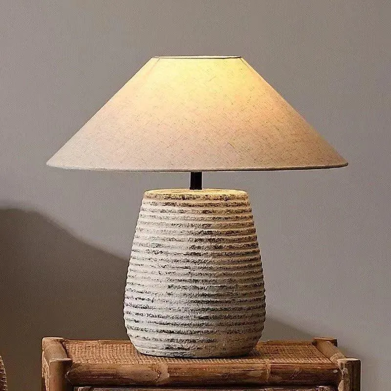 Handmade Modern Vintage Style Table Lamp | Simple Nordic Natural Ceramic Desk Light