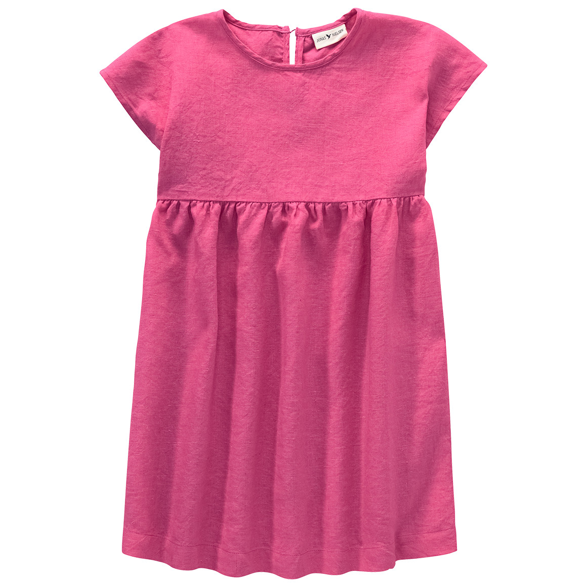 Jonas Nielsen Mädchen Leinen-Kleid mit kurzen Ärmeln pink