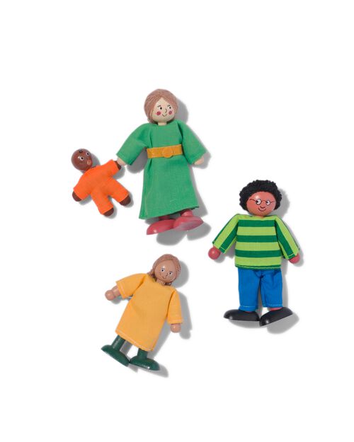 famille de 4 poupées en bois pour maison de poupées