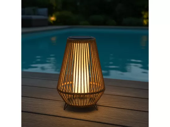 Lanterne solaire SALOMEA TALL Beige Rotin 30 x 30 x H 47cm