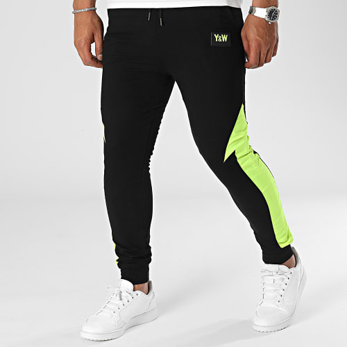 Pantalon Jogging Rider Noir Jaune Fluo Réversible