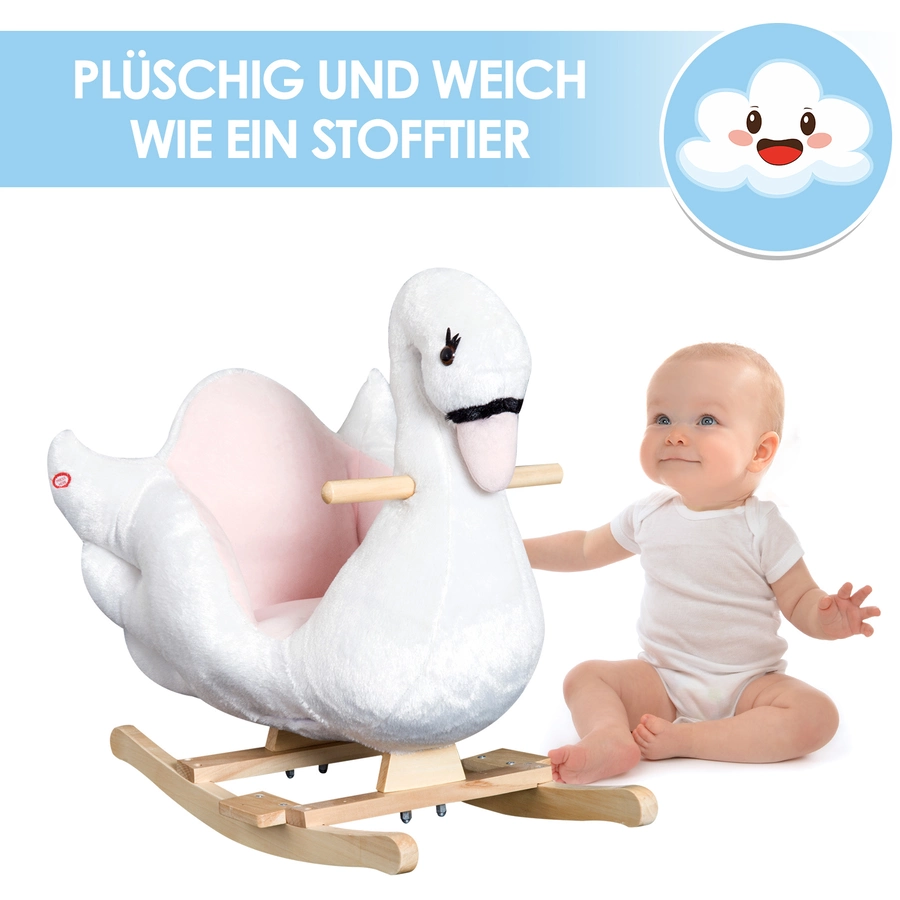 HOMCOM Kinder Schaukelwippe als Schwan rosa, weiß