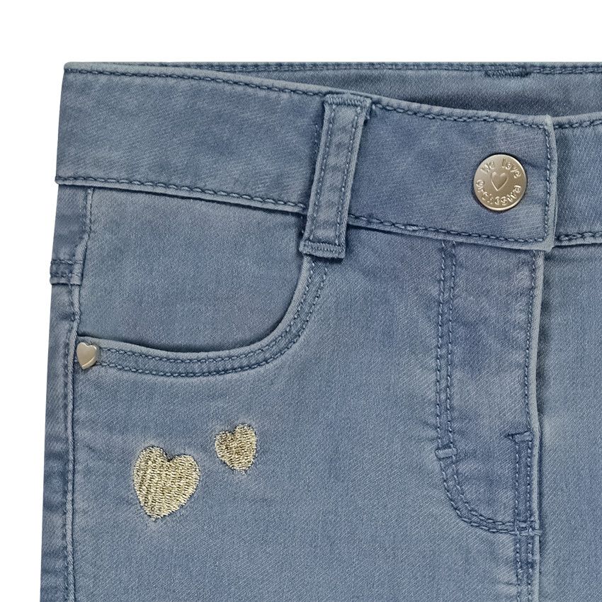 Jean slim broderies cœurs dorés pour bébé fille - Bleu