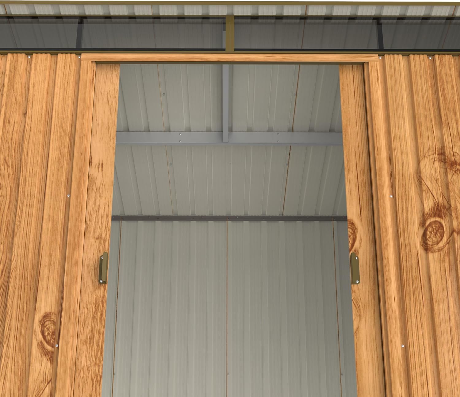 Duramax TOP Pent Roof Skylight 8 x 6 Metall gerätehaus, hergestellt aus verzinktem Stahl, verstärkte Dachkonstruktion, integriertes Oberlicht für Sonnenlicht, Geräteschuppen, Holzmaserung