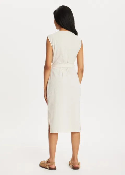 Maxi jurk met structuur off-white (ECRU)