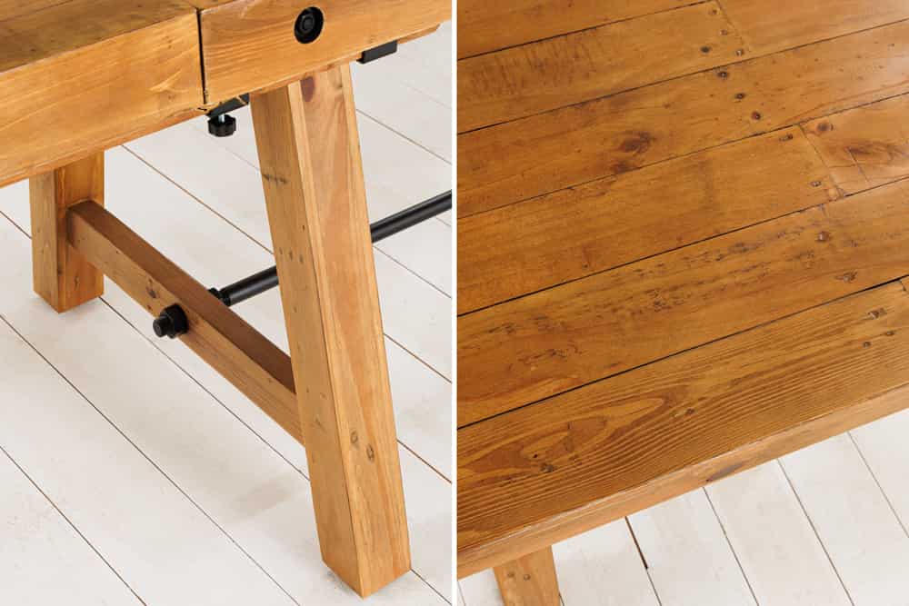 Massiver Esstisch FINCA 165-240cm vintage braun verlängerbar recyceltes Pinienholz
