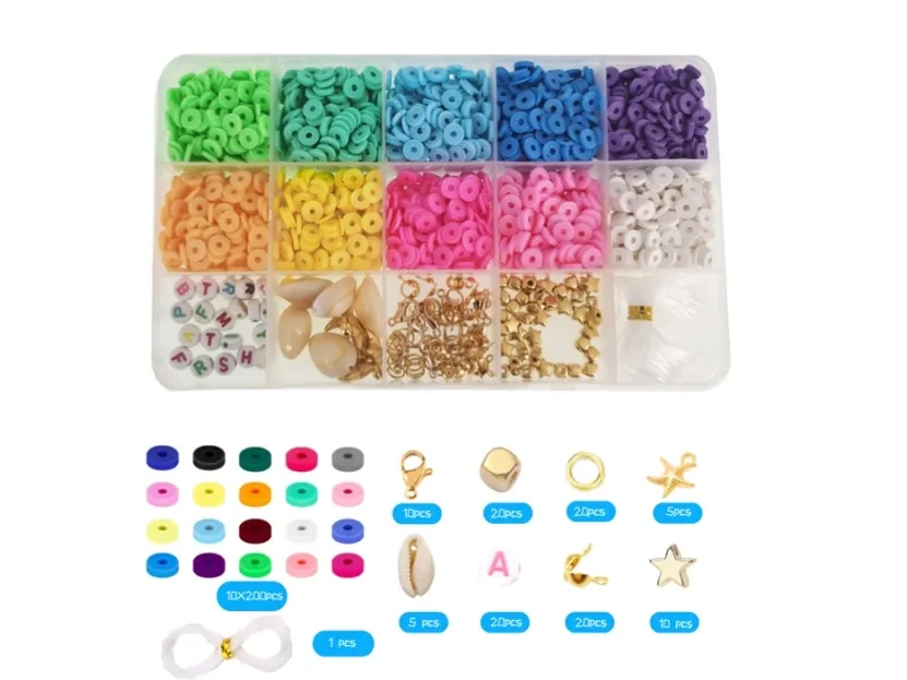 Smykkesæt med 1.000 Perler af Polymer Ler