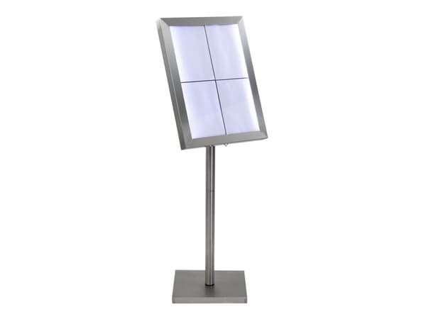 Securit® CLASSIC LED Informationsdisplay 125 til 4xA4, stål - komplet kit