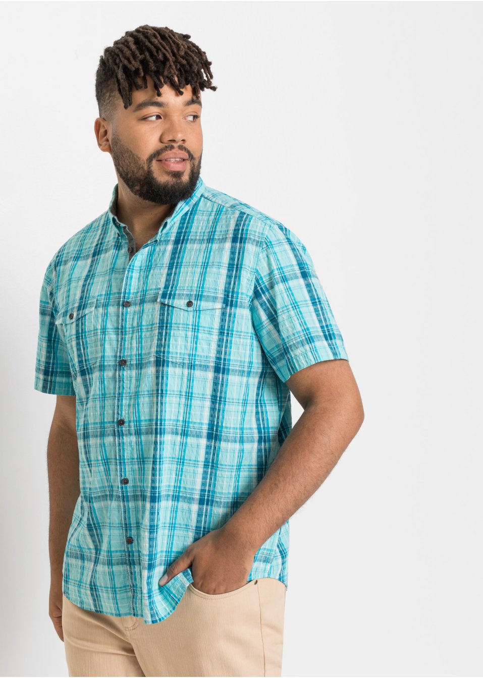 Chemise manches courtes en seersucker