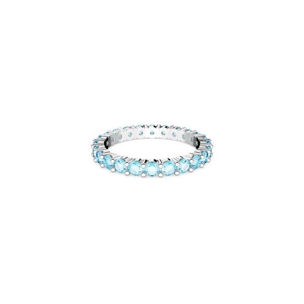 Swarovski Anel Matrix Lapidação Redonda Azul Lacado a Ródio 52