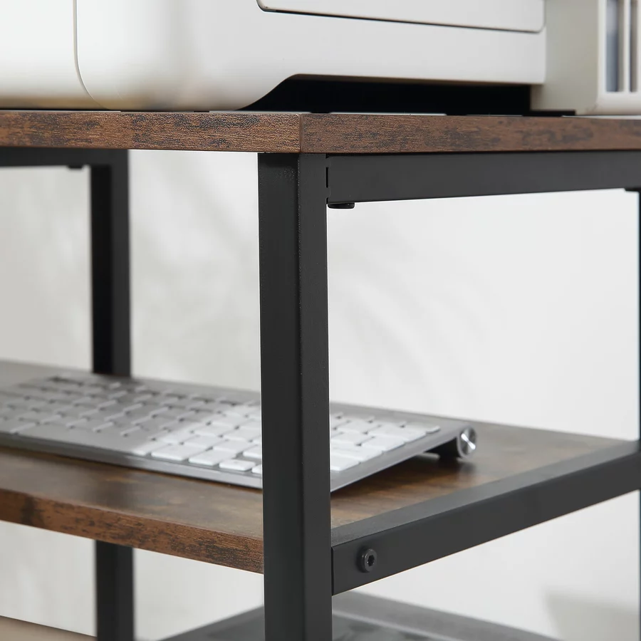 HOMCOM Schreibtisch Platzsparend, L-Form, Langlebig Braun, Schwarz