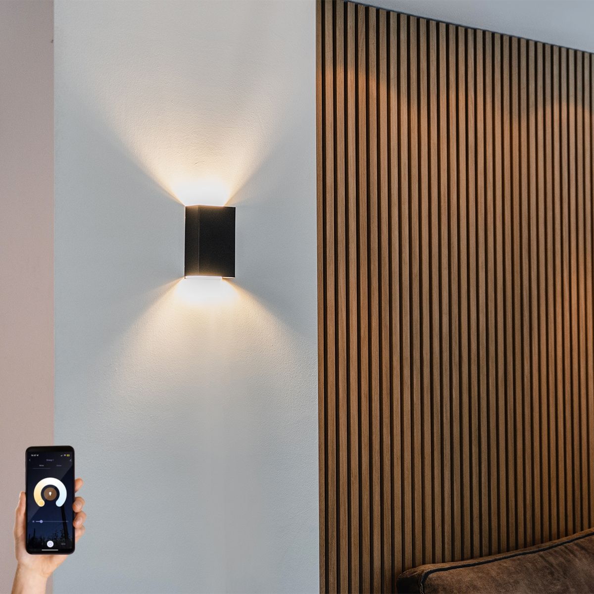 Smart wandlamp zwart 10 cm incl. 2 Wifi G9 - Otan