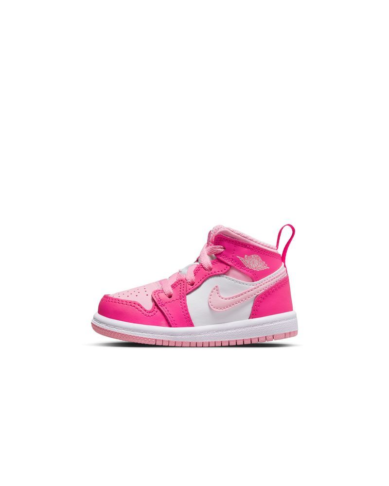 Chaussures Nike Air Jordan 1 Mid Blanc & Rose pour enfant