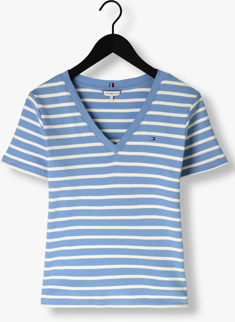 TOMMY HILFIGER lichtblauwe tommy hilfiger t-shirt new slim cody v-neck ss