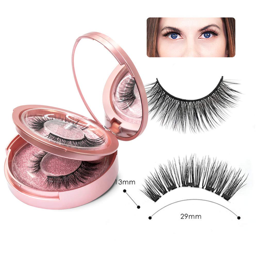 (5-tlg. Set) Magnetisches Wimpern Eyeliner Set Fake Volume Lashes mit Pinzette   Spiegel Aufbewahrungscase