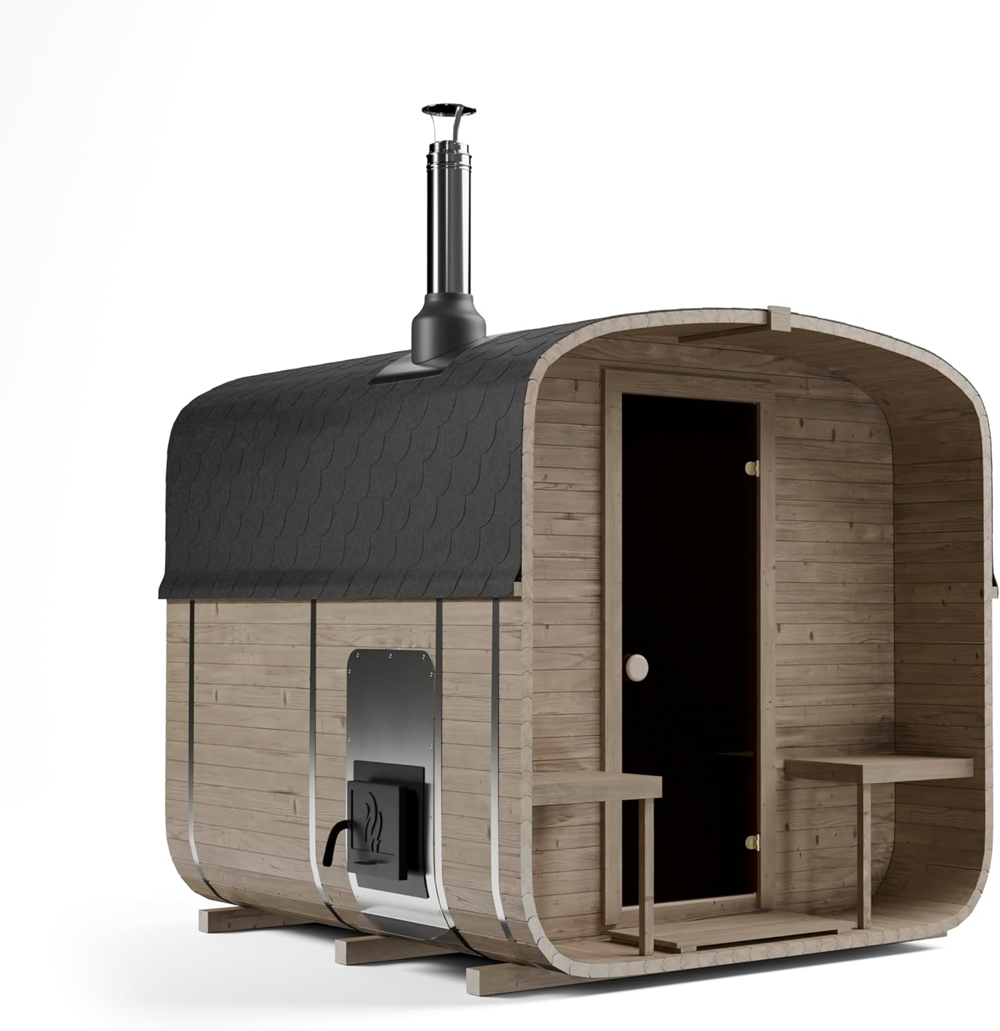 2QL Fasssauna Gartensaunas Garten Outdoor Sauna aus Fichtenholz – Verschiedene Größen (4–6 Personen) – mit Holzofen ETNA
