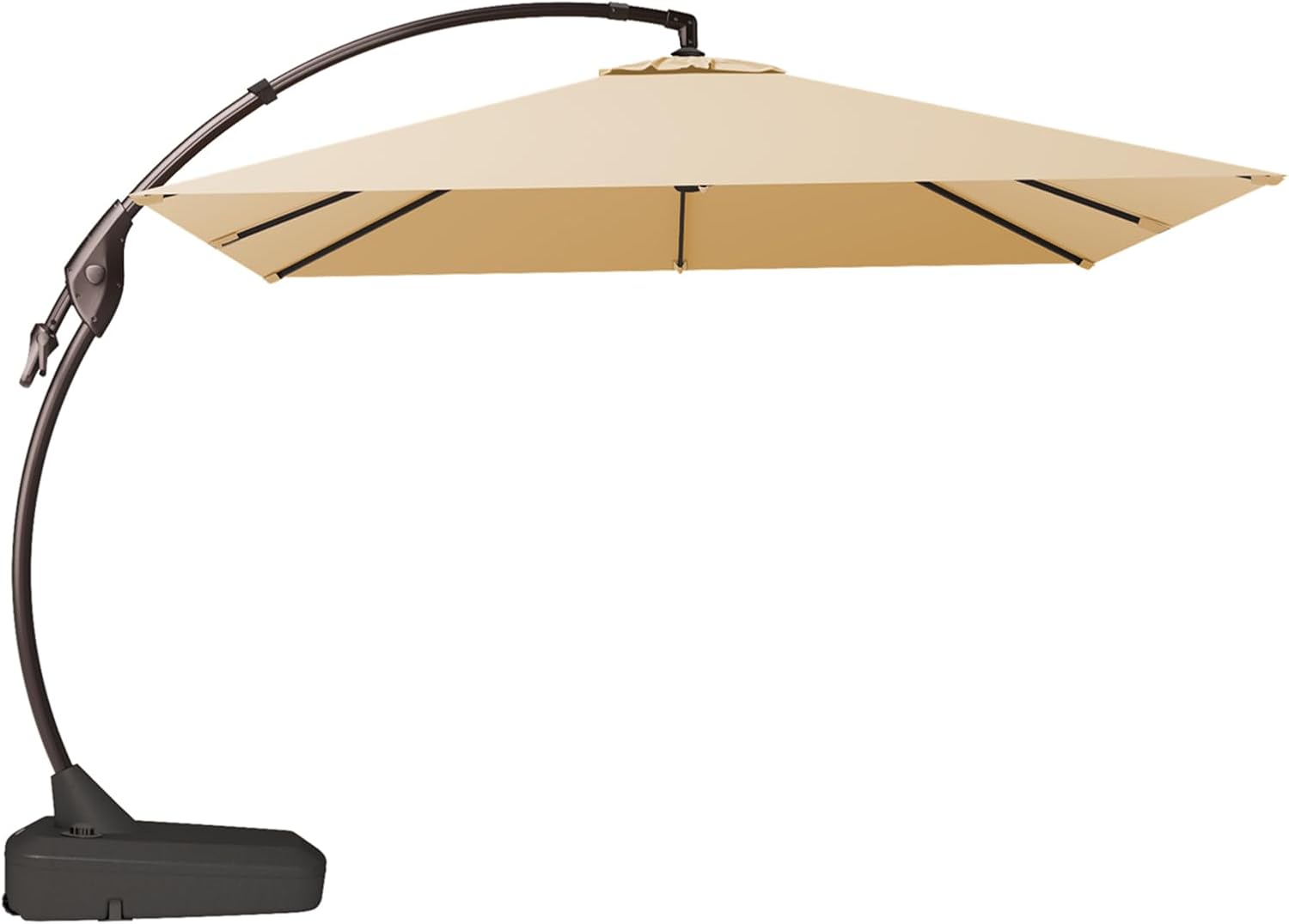 Grand patio Sonnenschirm Quadrat 300cm mit Schirmständer, Gartenschirm mit Volant, Neigungswinkelverstellung, UV-Schutz UPF 50+, Marktschirm mit Kurbel, für Garten, Balkon, Terrass (Beige)