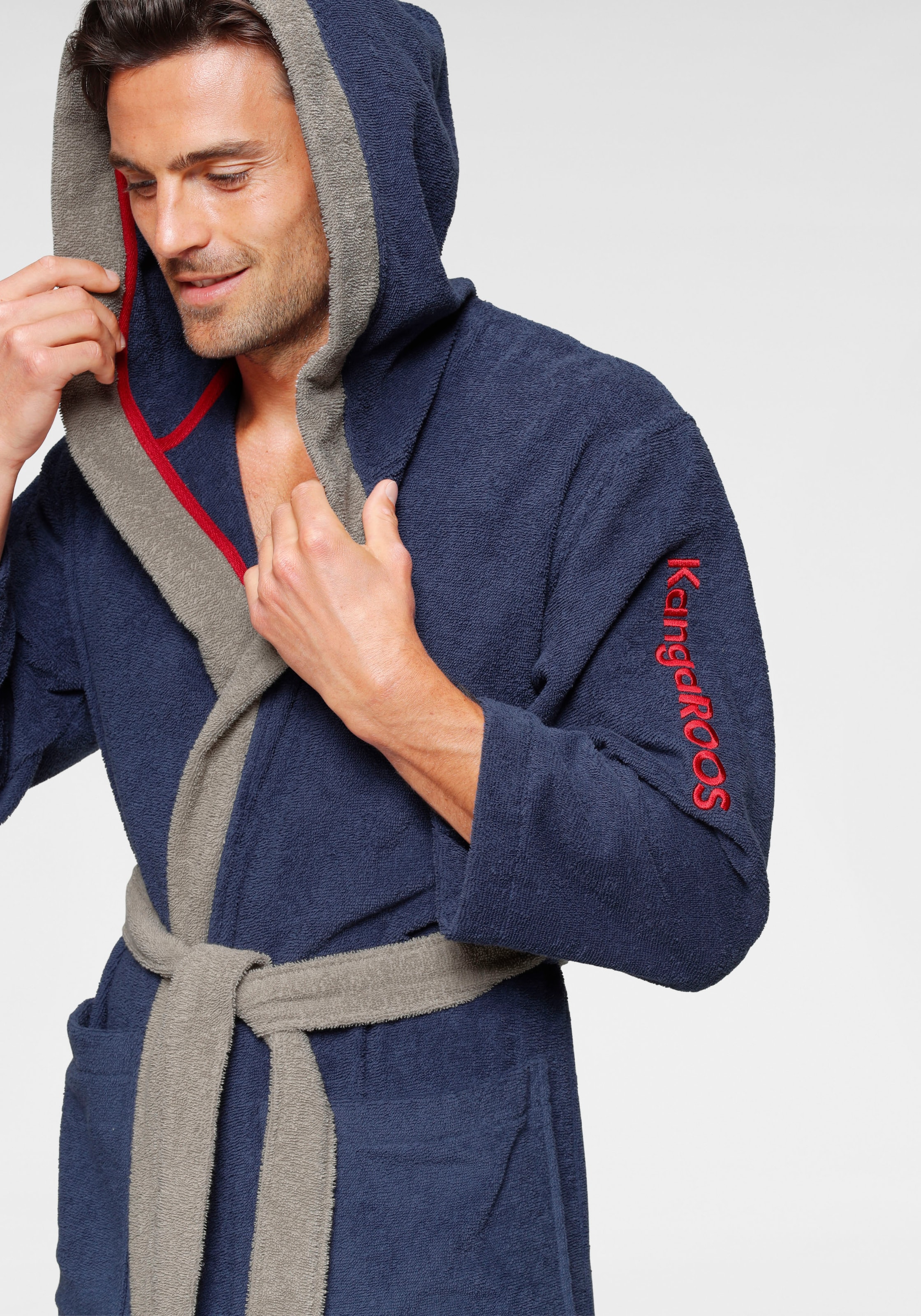 KangaROOS Unisex-Bademantel »Henry, ideal für Sauna & Spa, Hotelbademantel, Morgenmantel«, 1 Stk. Bademäntel für Damen & Herren, Logostickerei, S-3XL