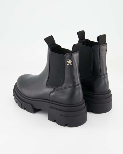 Tommy Hilfiger Combat Leather Low Chelsea Chelsea Boots in Schwarz