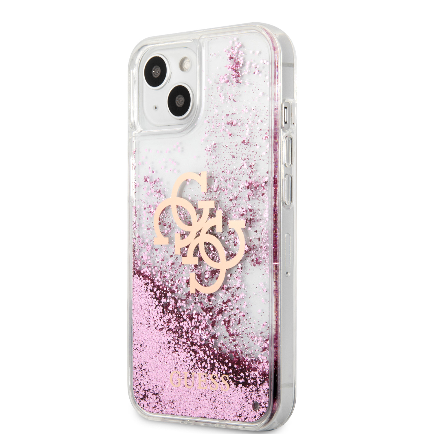 iPhone 13 Hardcase Hülle Liquid Glitter Big 4G (GUHCP13MLG4GPI) - Pink / Transparent