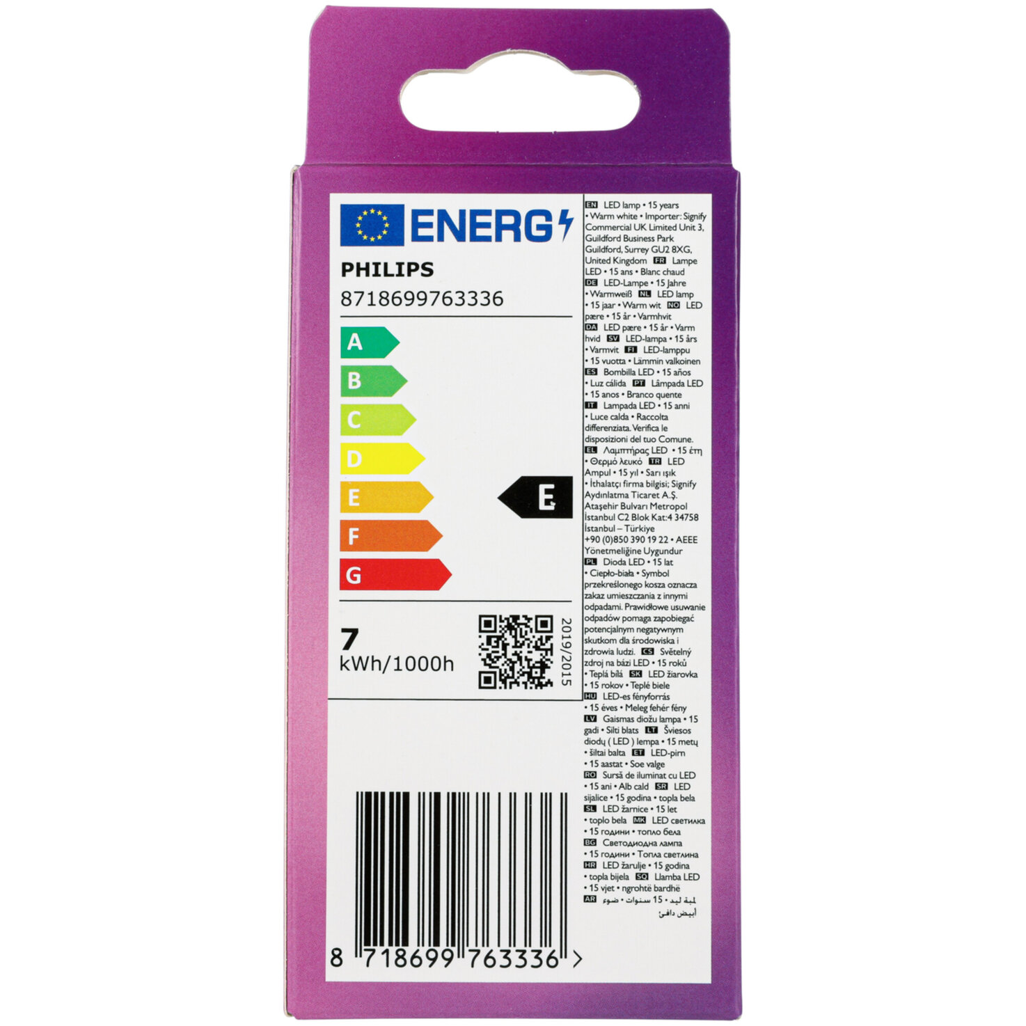 Philips LED-Kolben E27 warmweiss 7 W