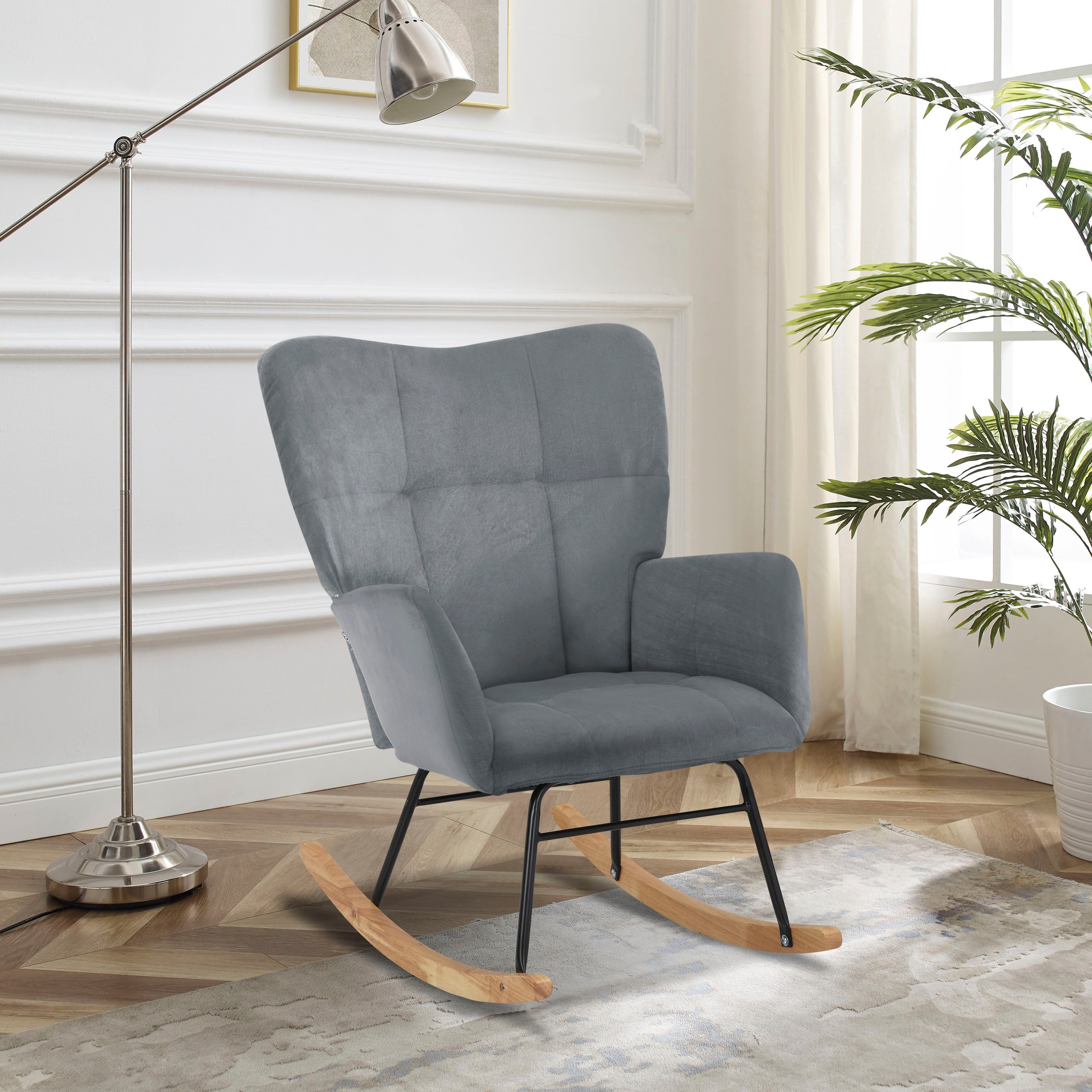 Home affaire Schaukelsessel »Anika, Ohrensessel Wohnzimmer mit Funktion,« 1 Stk. tlg. Sitz und Rücken gepolstert, Beine aus Metall und Holz, Sitzhöhe 48 cm