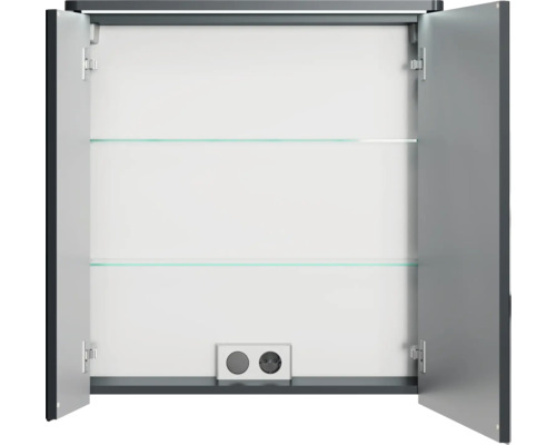 Pelipal Sunline 105 badkamermeubelset (B x H x D 69 x 200 x 48,5 cm), antraciete fronten, met keramische wastafel, badmeubel en spiegelkast met LED-verlichting