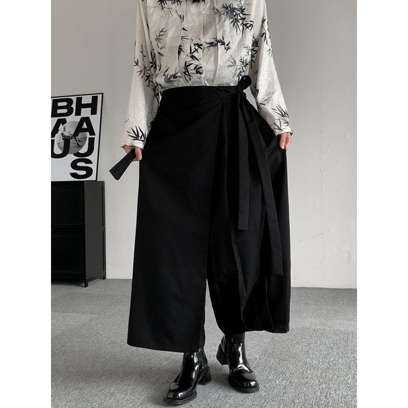 Freehop - Mid Rise Plain Cropped Wide Leg Broek