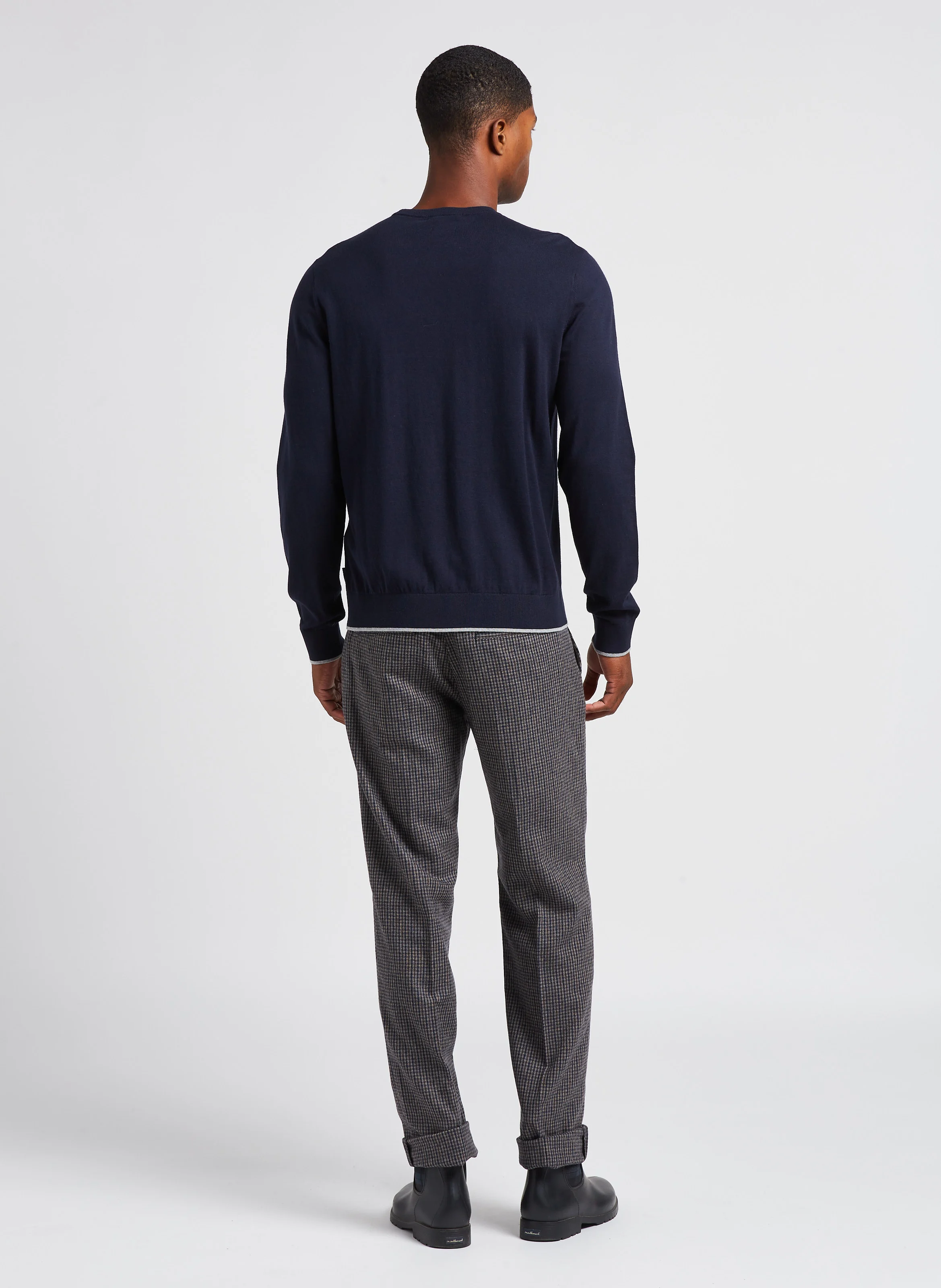 Pantalon droit en laine mélangée | Gris