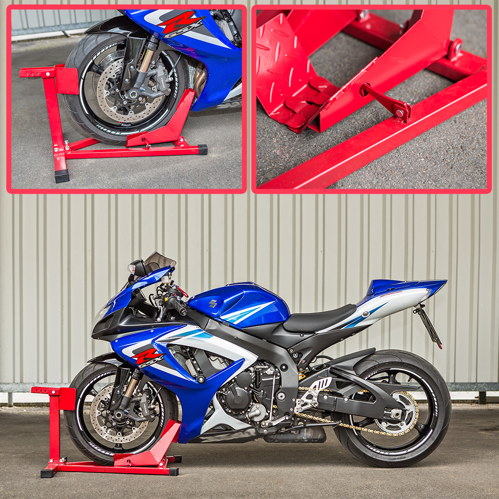 tectake® Motorradständer, für 17 - 21 Zoll Reifen mit 90 130 mm Breite, belastbar und 5-fach verstellbar, einfache Reinigung