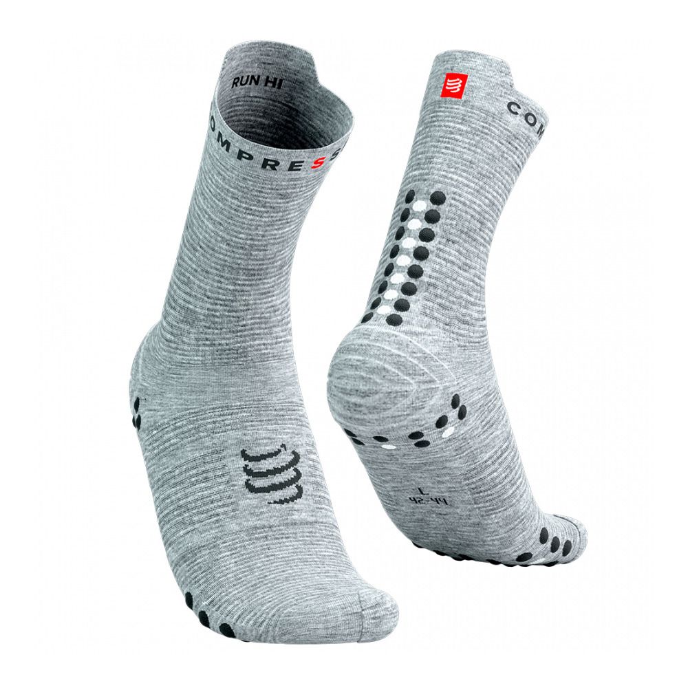 Compressport PRO RACING V4.0 RUN HIGH - Chaussettes grey melange/black