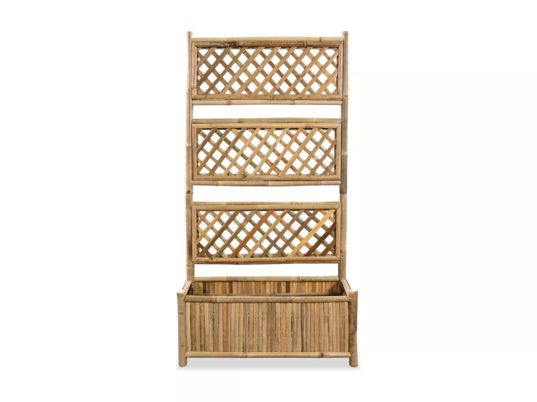 Lit surélevé de jardin avec treillis Bambou 70 cm