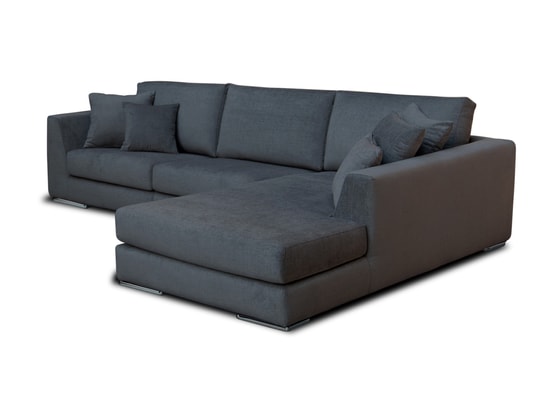 CITY - Canapé tissu Monaco méridienne droite tissu gris foncé