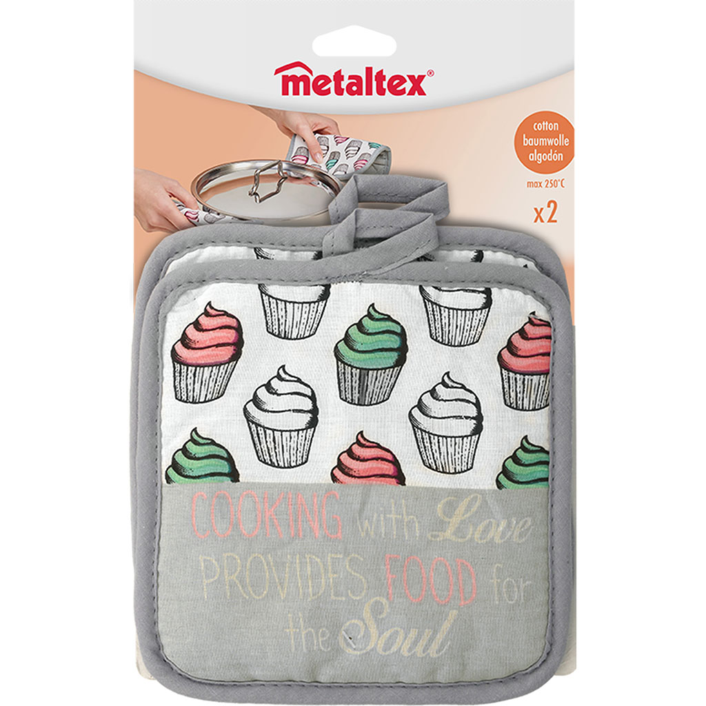Lot de 2 maniques coton 17x17cm