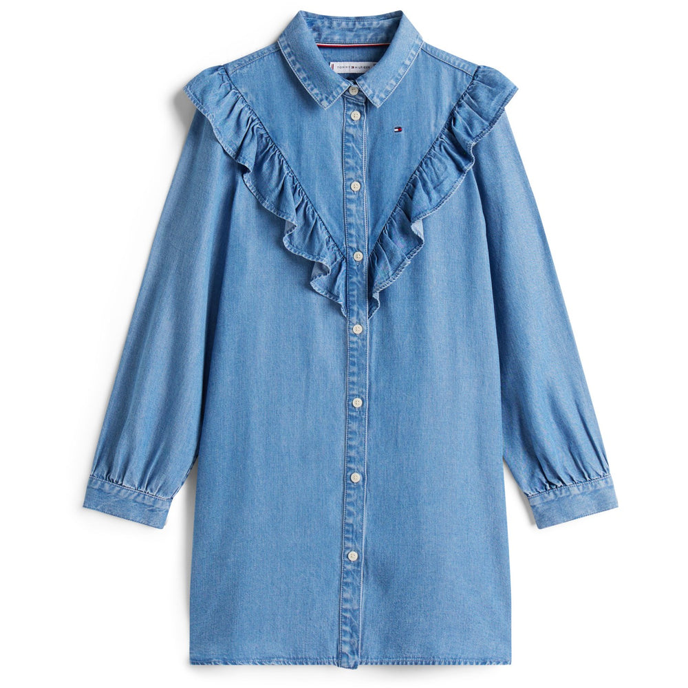 Køb Tommy Hilfiger Denim Ruffle Skjorte Kjole