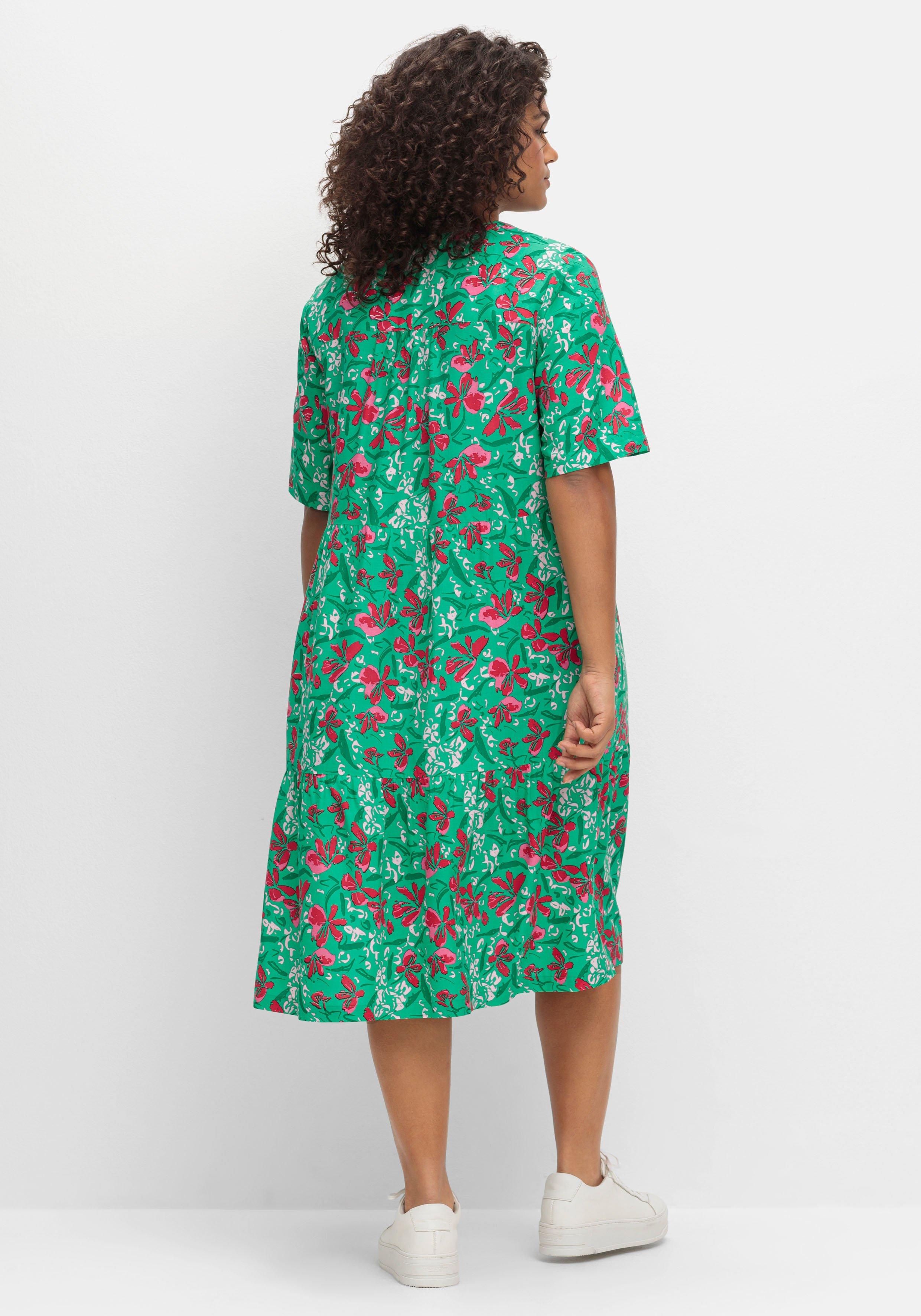 Kleid mit floralem Alloverprint und Seitentaschen