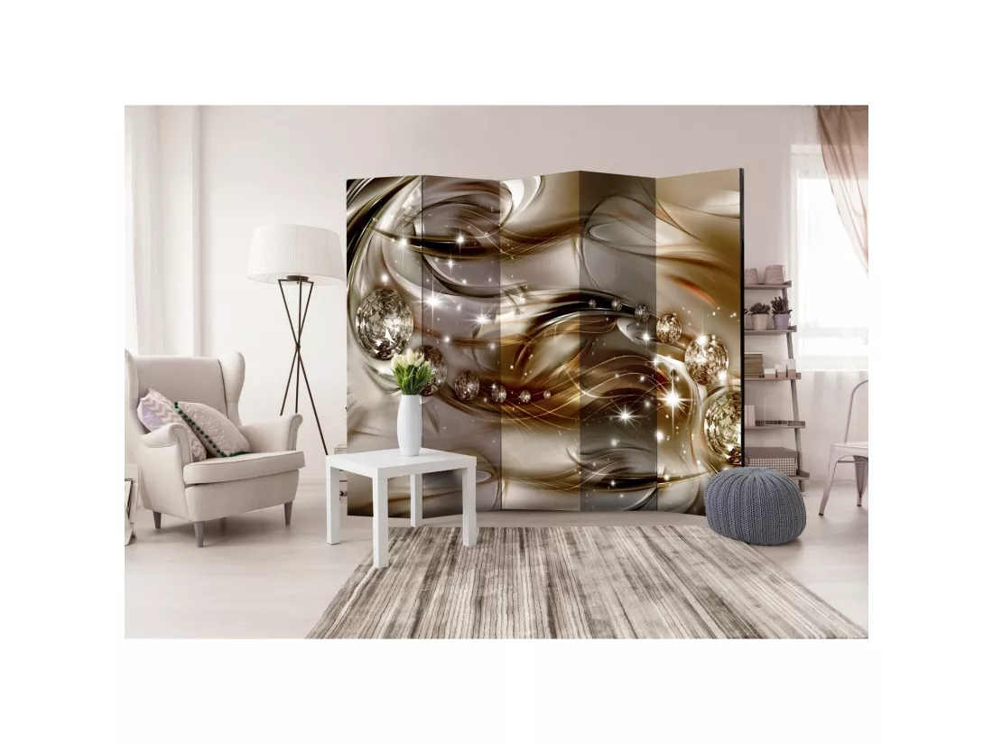 Paravent Chocolat Marée II Style Contemporain 5 Panneaux