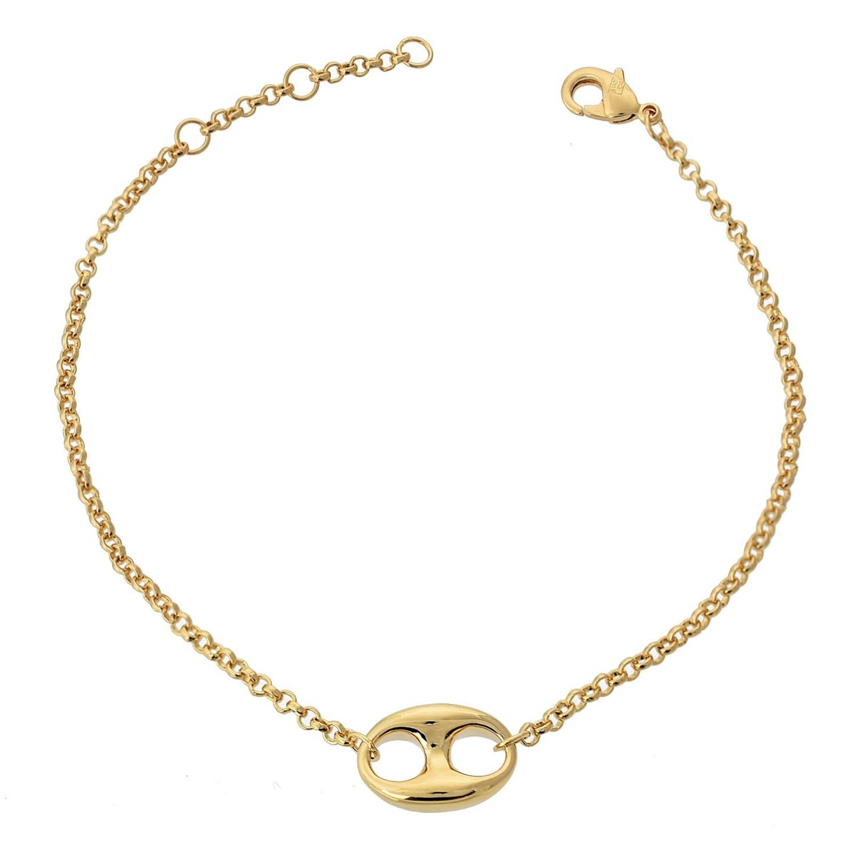 Bracelet grain de café maille jaseron Plaqué OR 750 3 microns