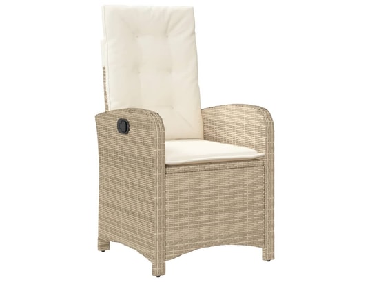 VIDAXL - Chaise inclinable de jardin avec coussins beige résine tress...