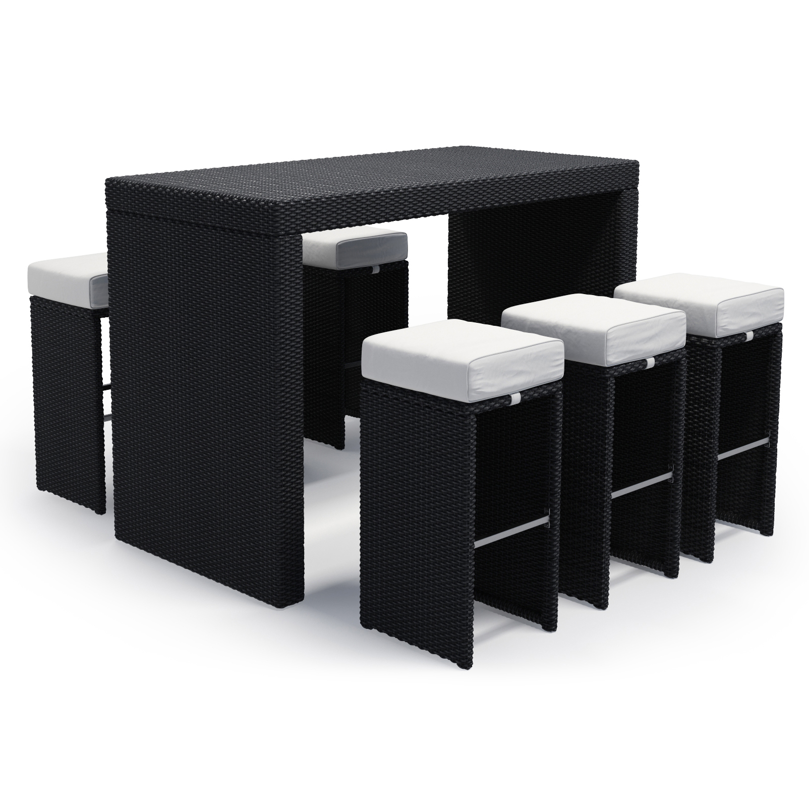 Rattan Bar Set GRANADA schwarz/weiss