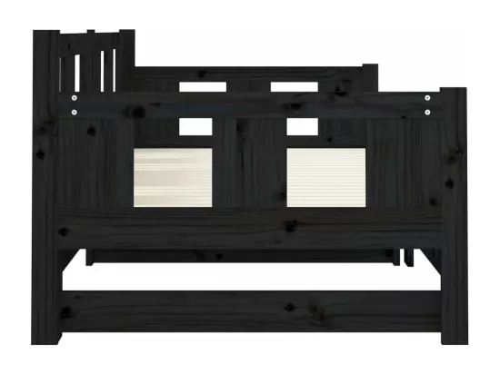 Lit coulissant Noir Bois de pin solide 2x(90x190) cm