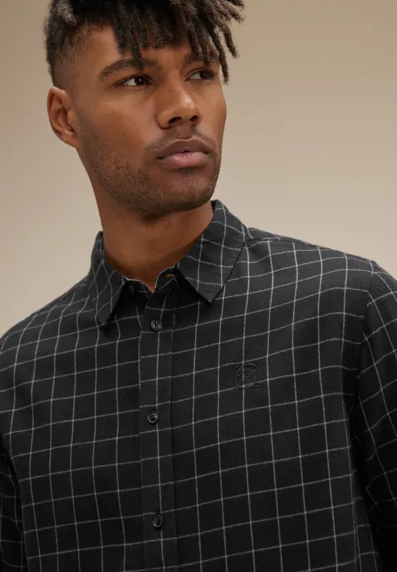 Karohemd in Flannel Optik - Black