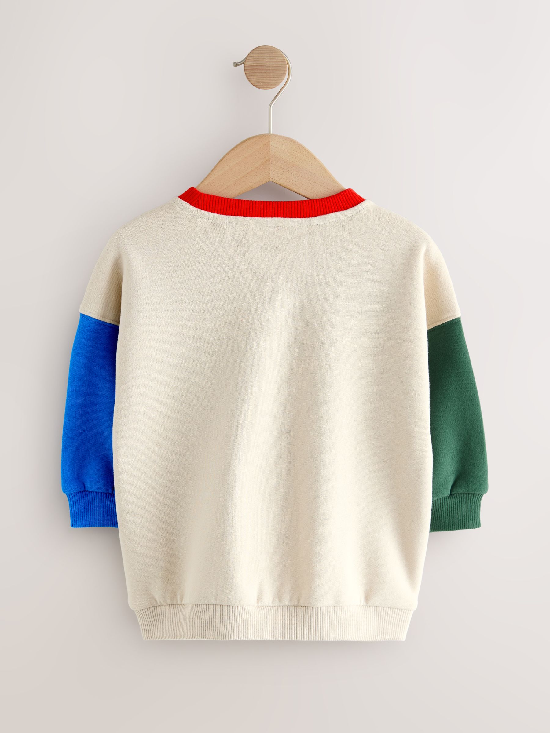 Ecru met kleurvlakken - Sweatshirt met ronde hals en all-over print (3 mnd - 7 jr)